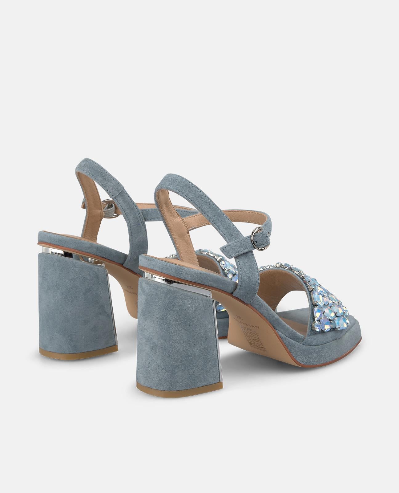 alma-en-pena-sandale-mit-strass-blau-denim-optik-8-5-cm-blockabsatz image 3