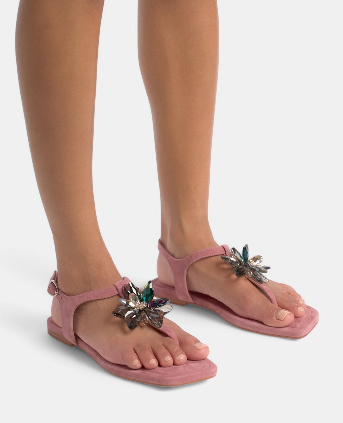 alma-en-pena-flache-sandale-kristall-blume-eckig-lila image 4