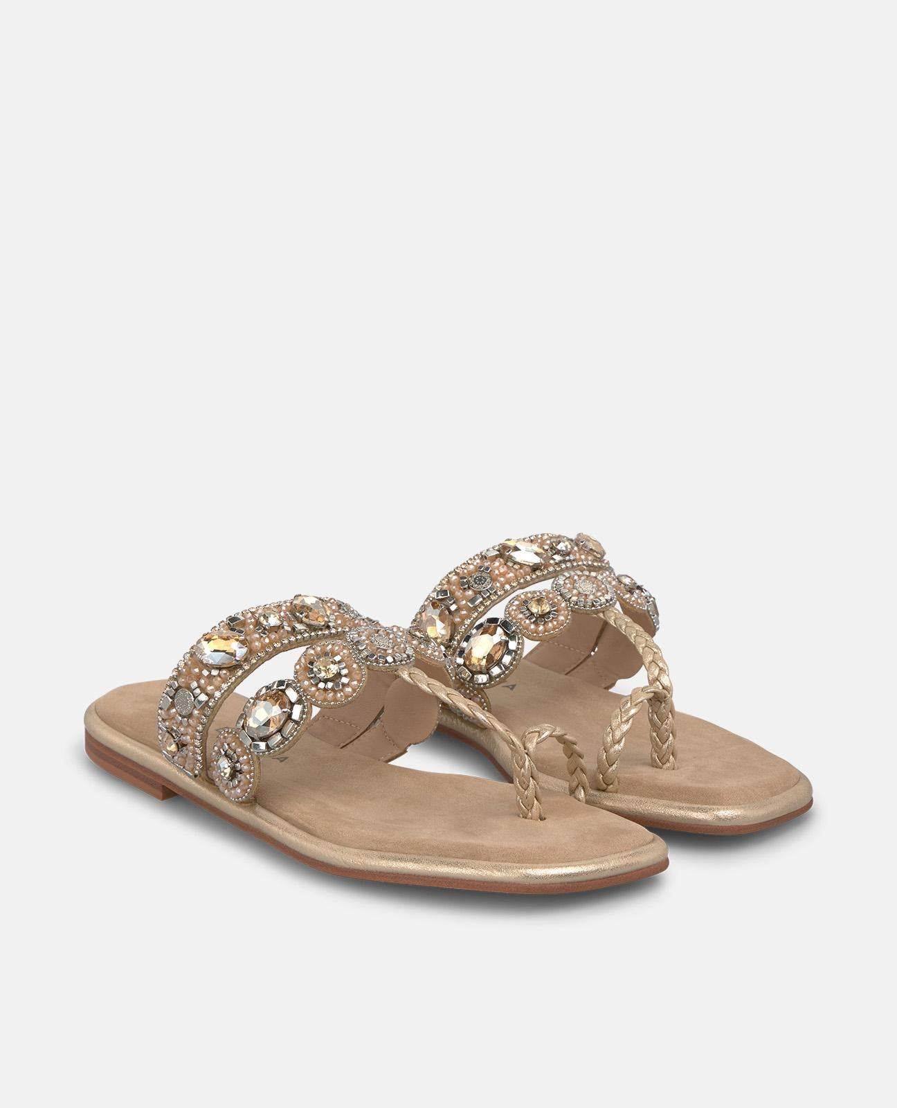 alma-en-pena-flat-sandals-with-jeweled-strap-damen-sandale-arena image 3