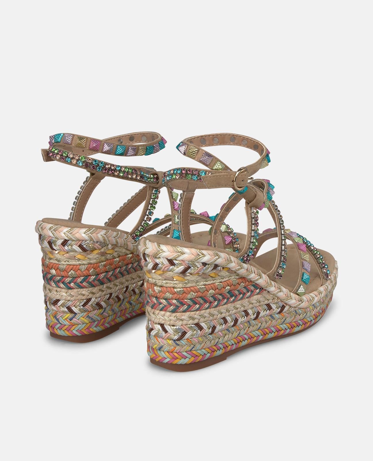 alma-en-pena-multicolor-wedge-sandals-damen-keilsandale-mit-nieten-arena image 3