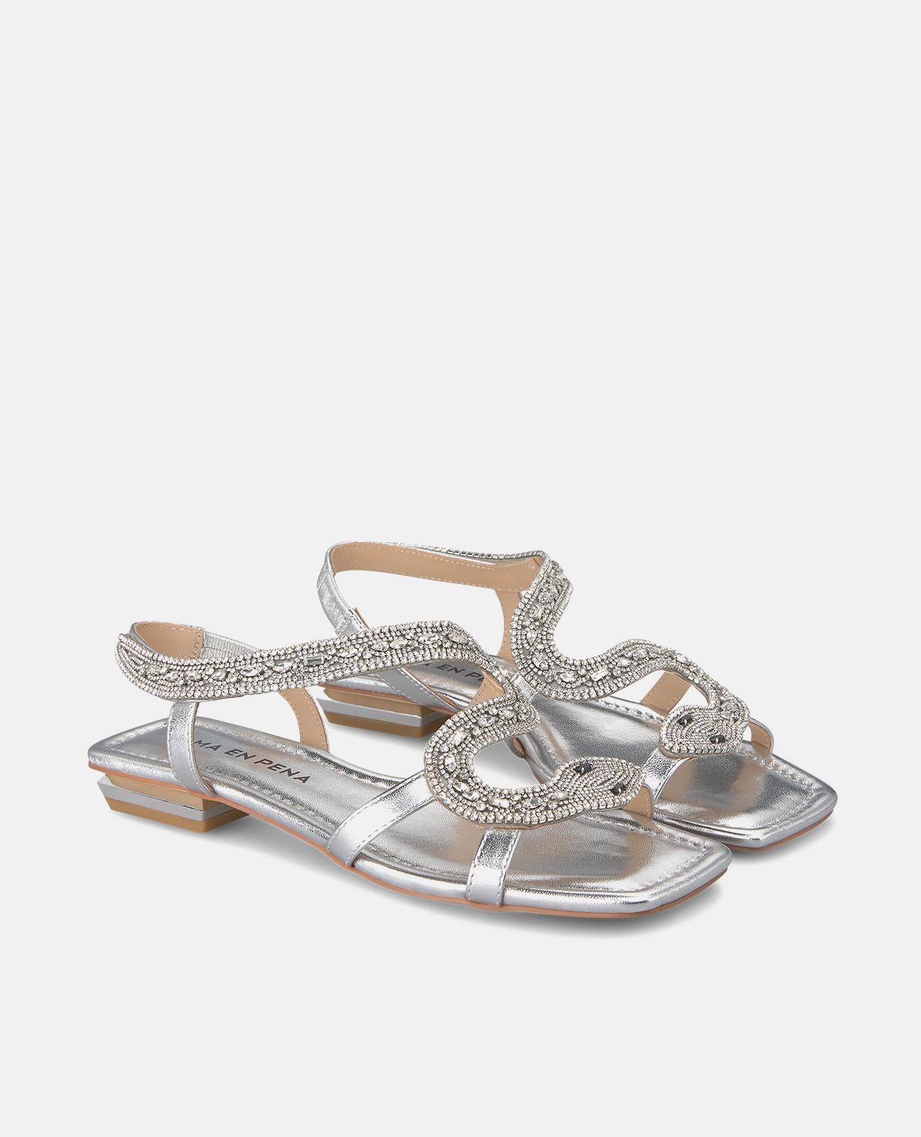 alma-en-pena-flat-snake-sandal-flachsandale-silber-1-5-cm image 2