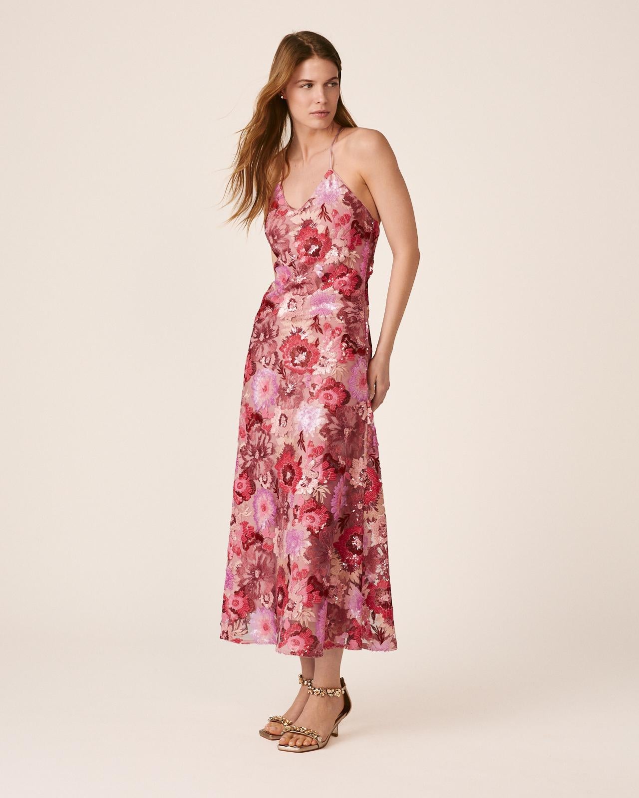 alma-en-pena-pailletten-midikleid-floral-fuchsia image 6