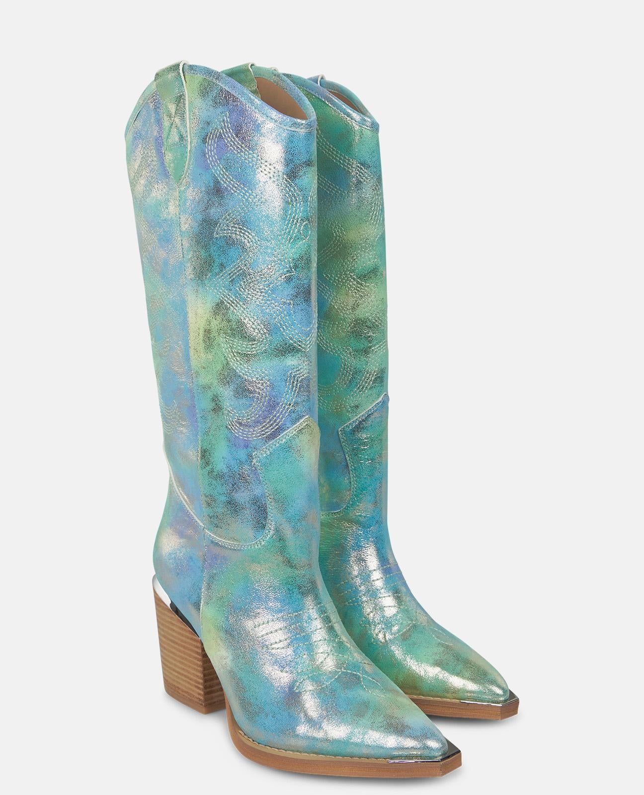 alma-en-pena-cowboy-stiefel-mit-absatz-t-rkis-schaft-32-5-cm image 3