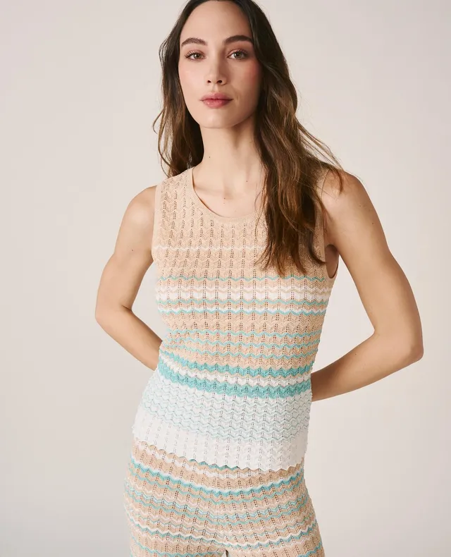 alma-en-pena-top-rmellos-blau-buntes-stricktop-mit-geometrie-muster image 1