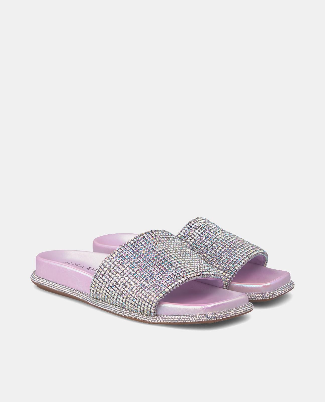 alma-en-pena-flache-strass-sandale-mit-glitzer-riemen-lila image 2