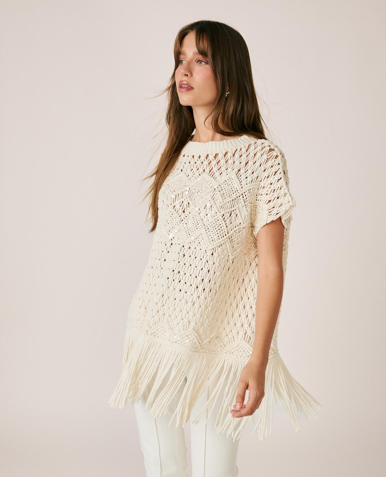 alma-en-pena-openwork-vest-with-fringe-strickweste-wei-pailletten image 6
