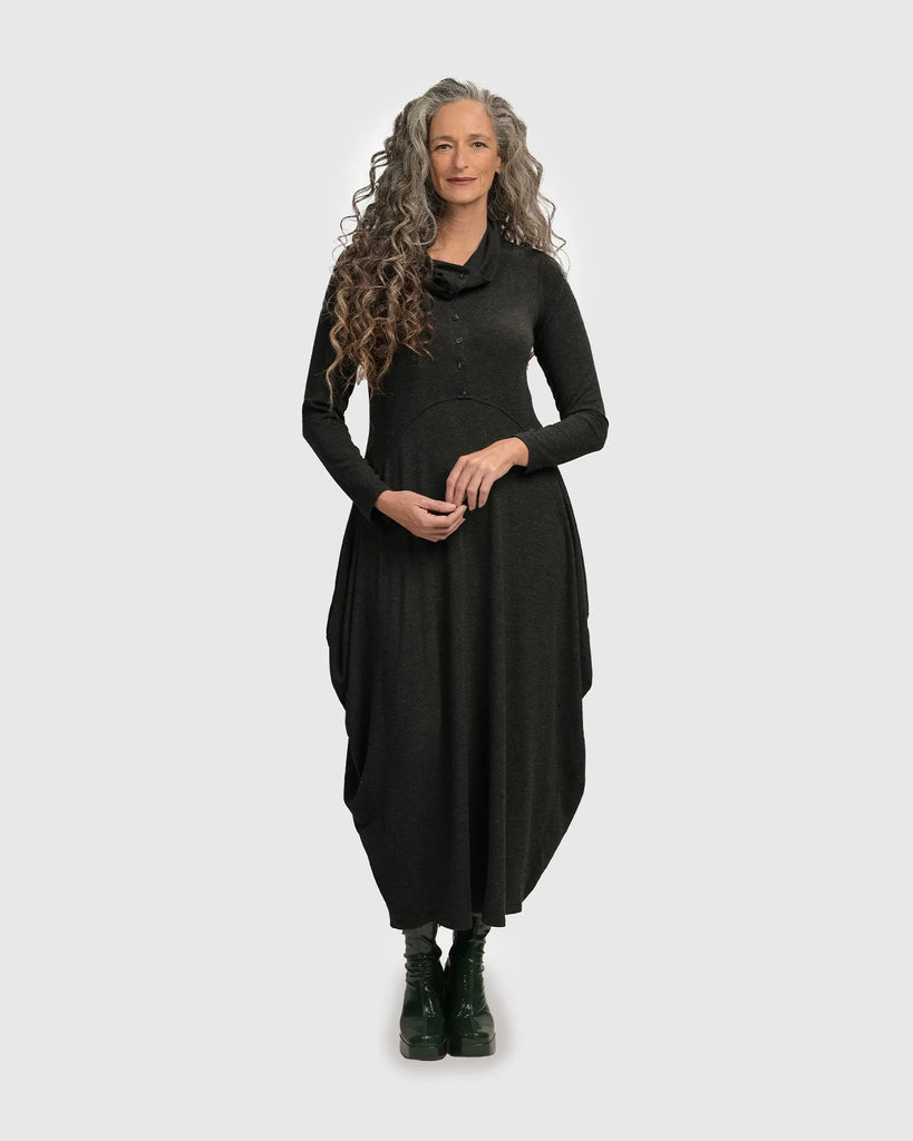 alembika-urban-diamond-dress-charcoal-damen-langarmkleid image 1