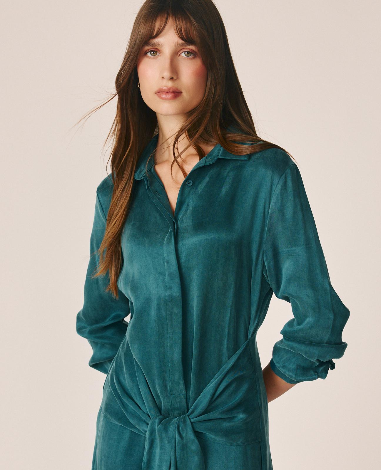 alma-en-pena-lyocell-shirt-style-midi-dress-hemdkleid-midi-blau image 3