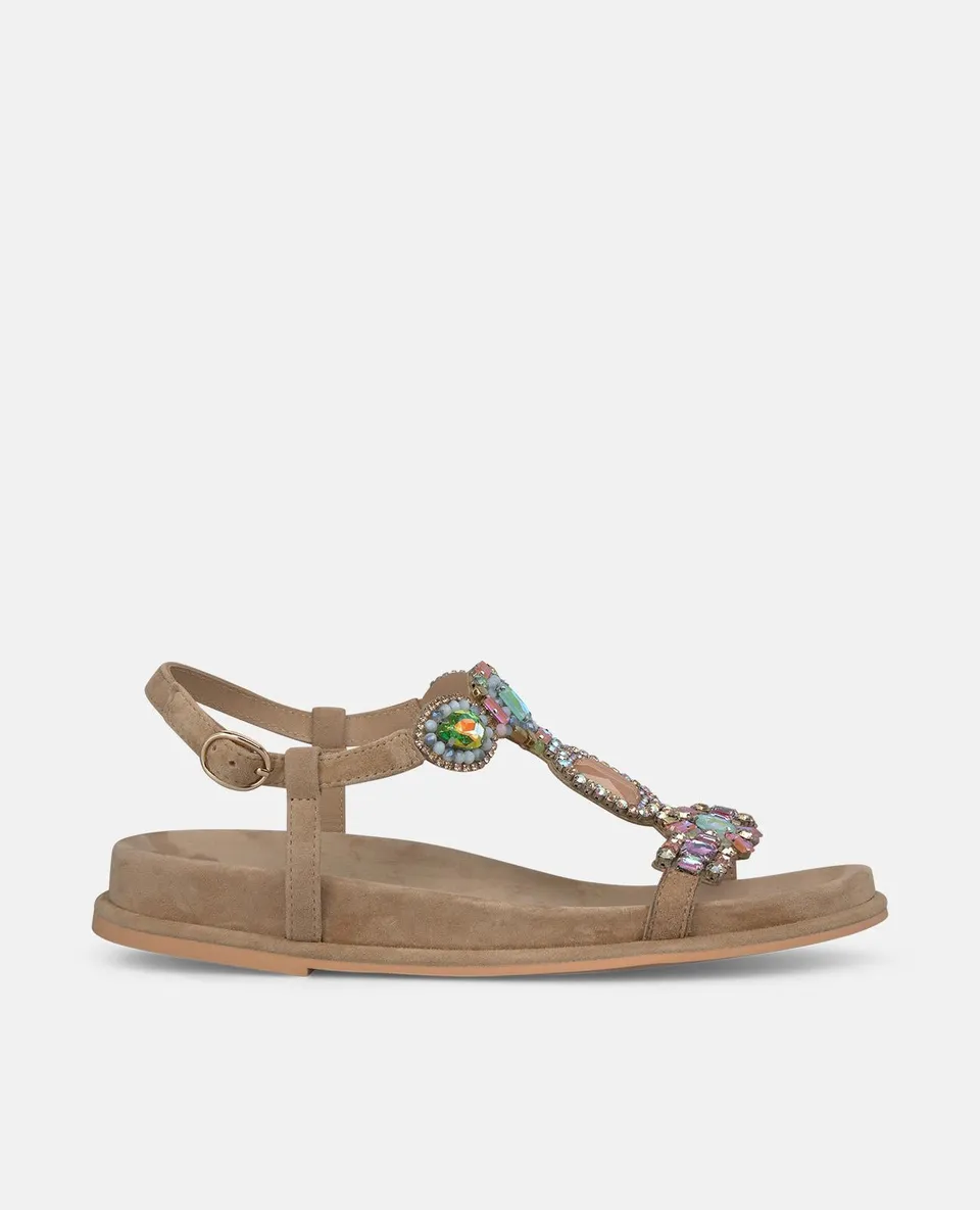 alma-en-pena-schmuck-sandale-flache-t-riemen-sandale-arena image 1