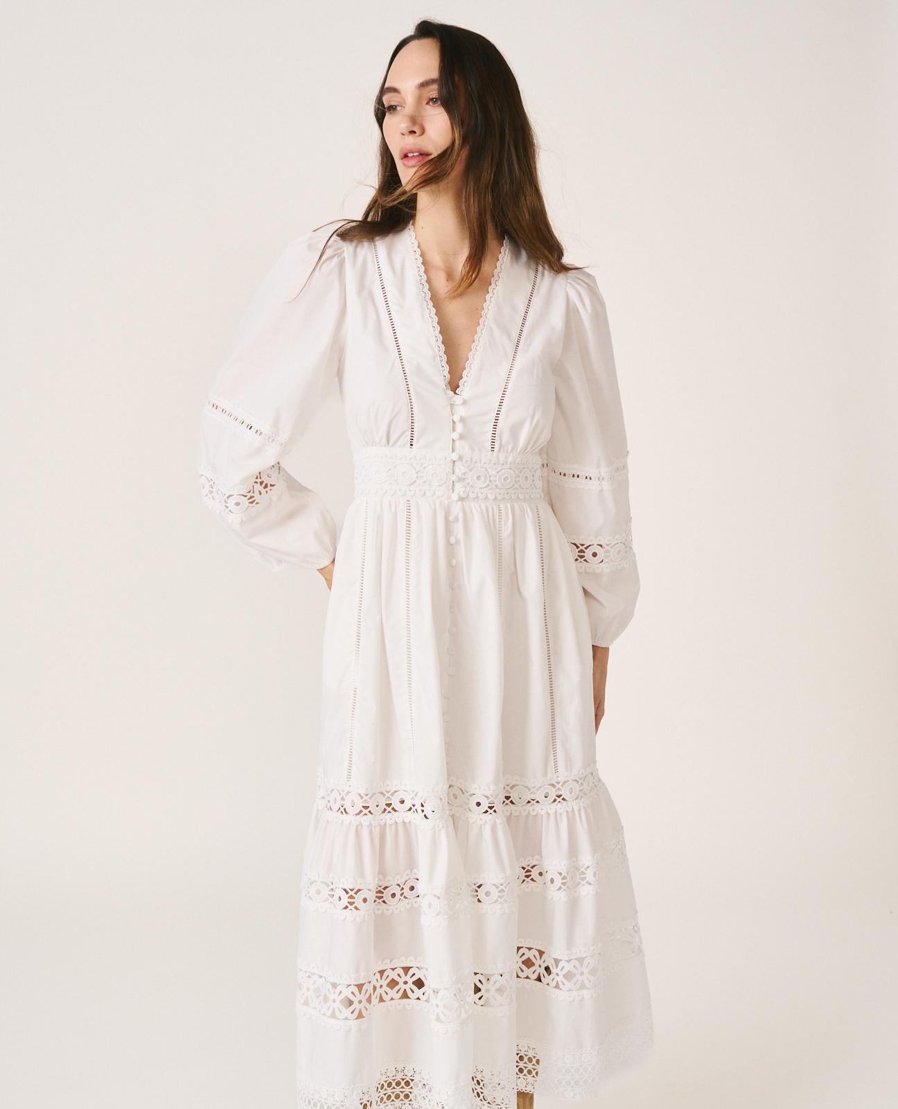 alma-en-pena-poplin-dress-midi-kleid-wei image 2