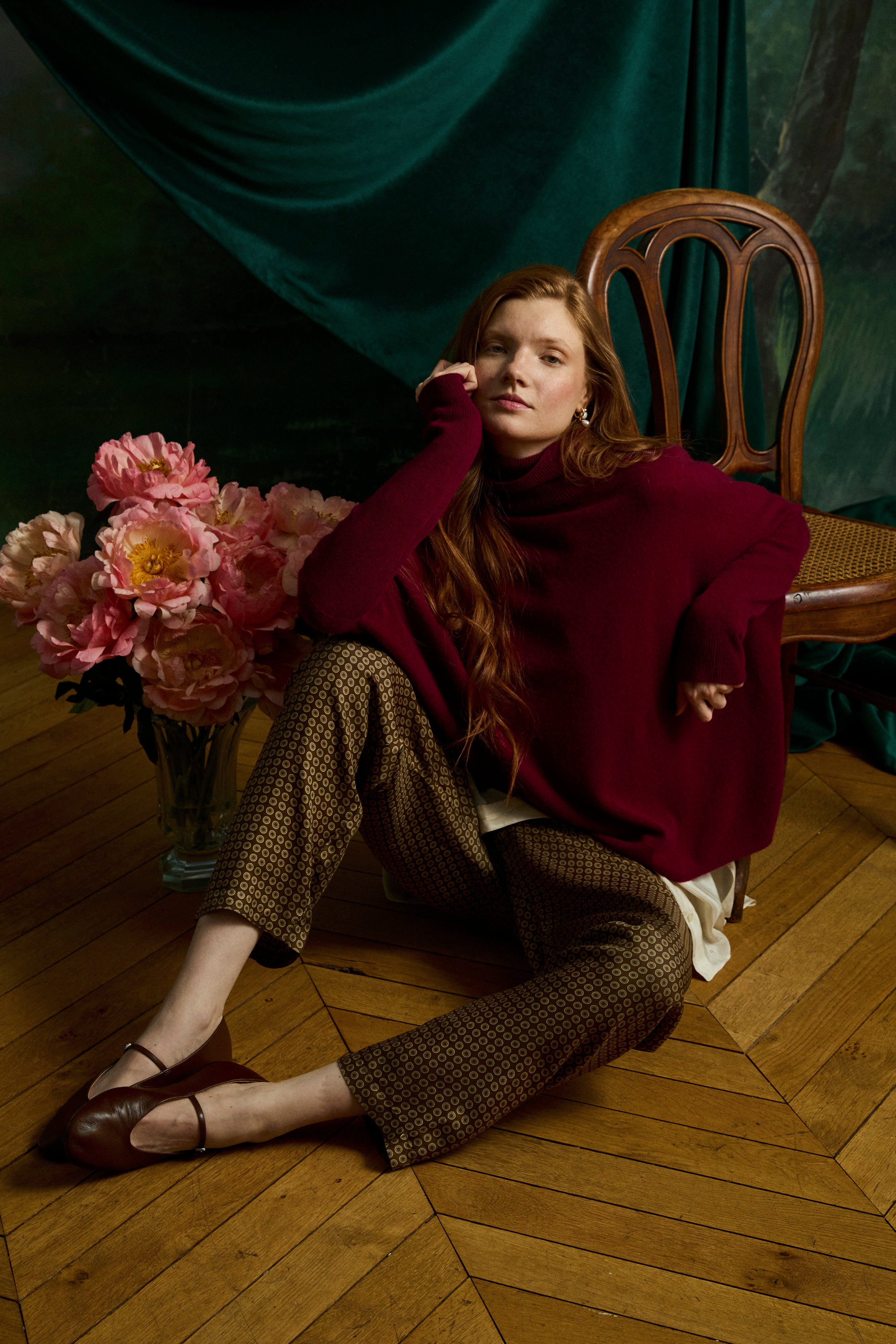 absolut-pull-poncho-clara-damen-kaschmir-rollkragen-kirschrot image 1