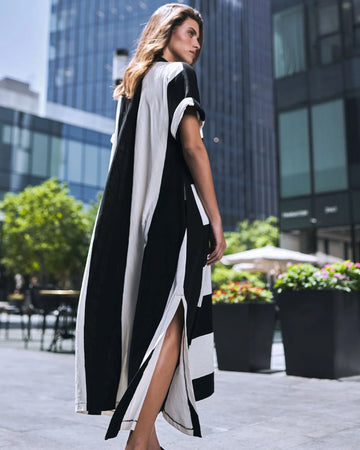 alembika-urban-rugby-stripe-maxikleid-white-black image 2