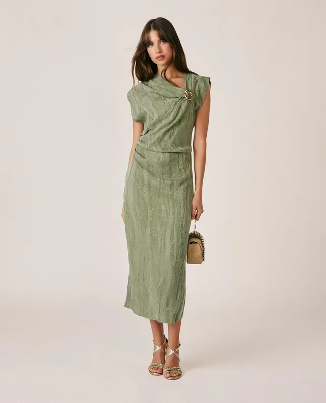 alma-en-pena-moir-jacquard-midi-dress-midikleid-khaki-drapiert image 1