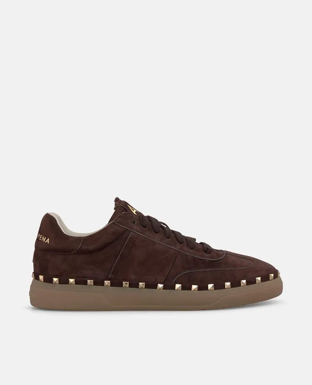 alma-en-pena-sneaker-mit-metallic-nieten-braune-fell-sneaker image 1