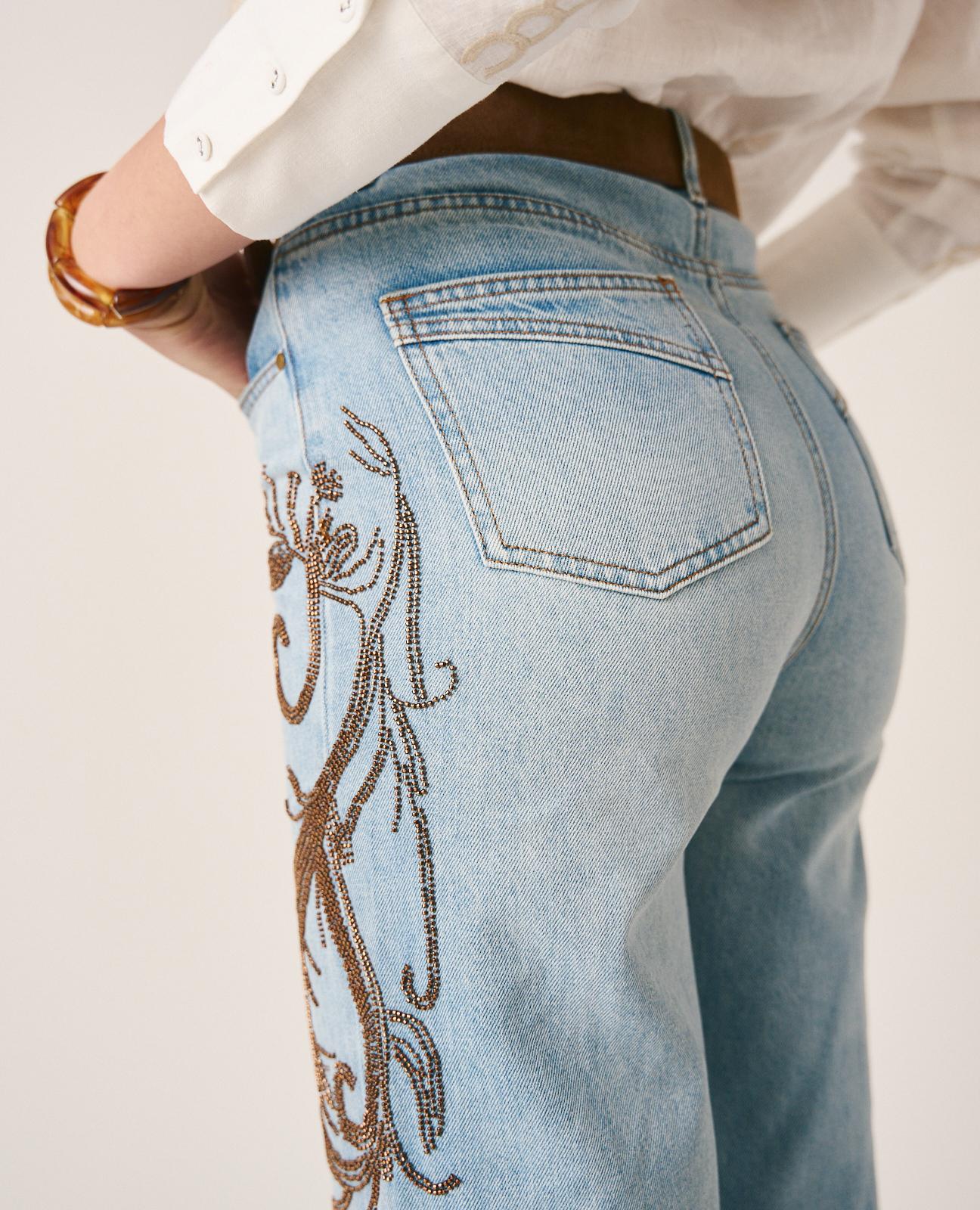 alma-en-pena-denim-pants-details-straight-leg-jeans-blau-mit-nieten image 5