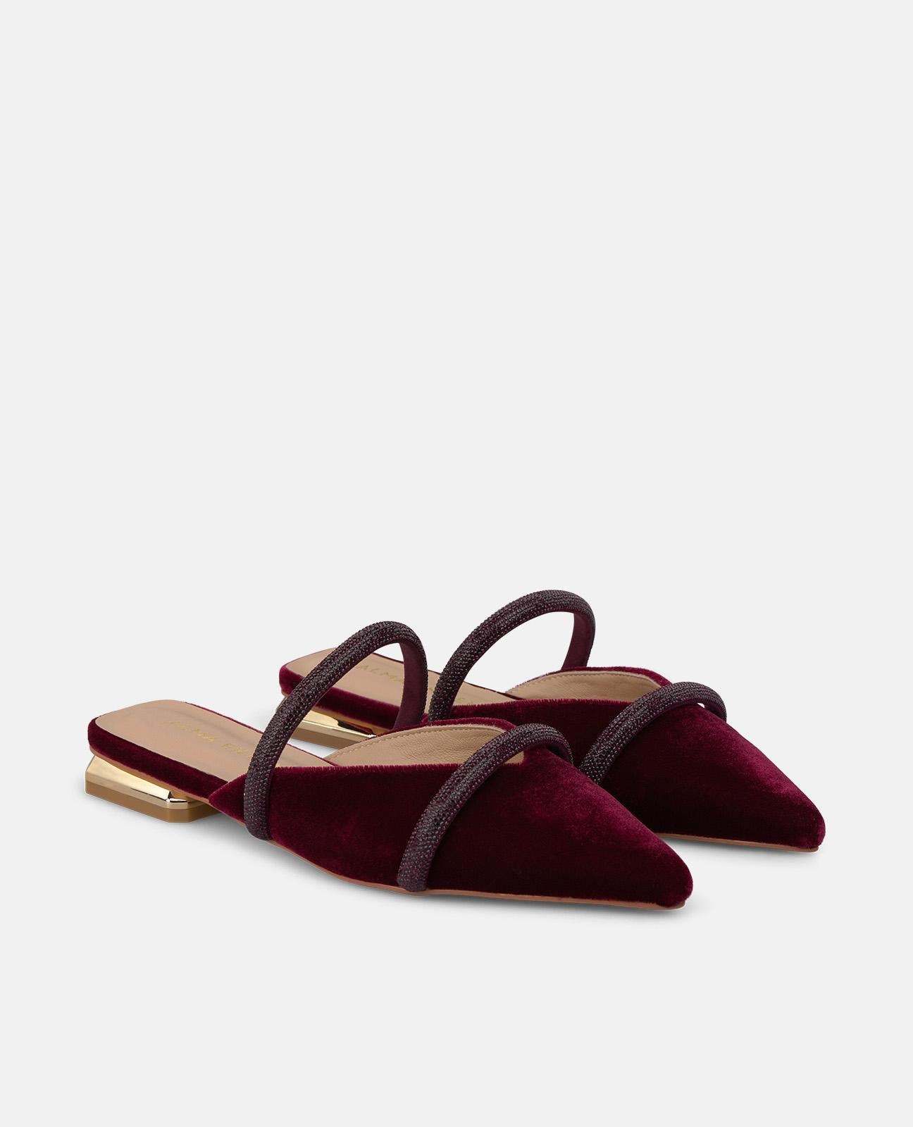 alma-en-pena-open-heel-velvet-mule-damen-pantoletten-bordeaux image 2