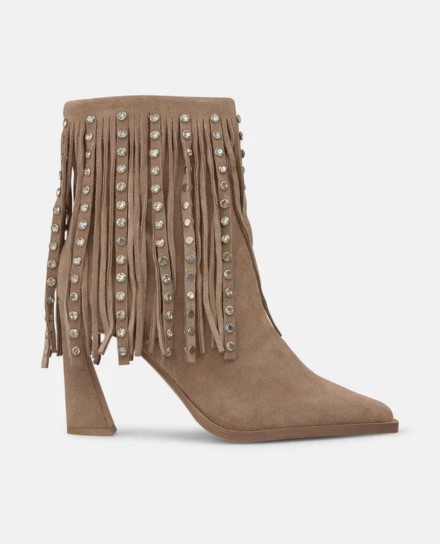 alma-en-pena-stiefeletten-aus-veloursleder-mit-fransen-mink image 1