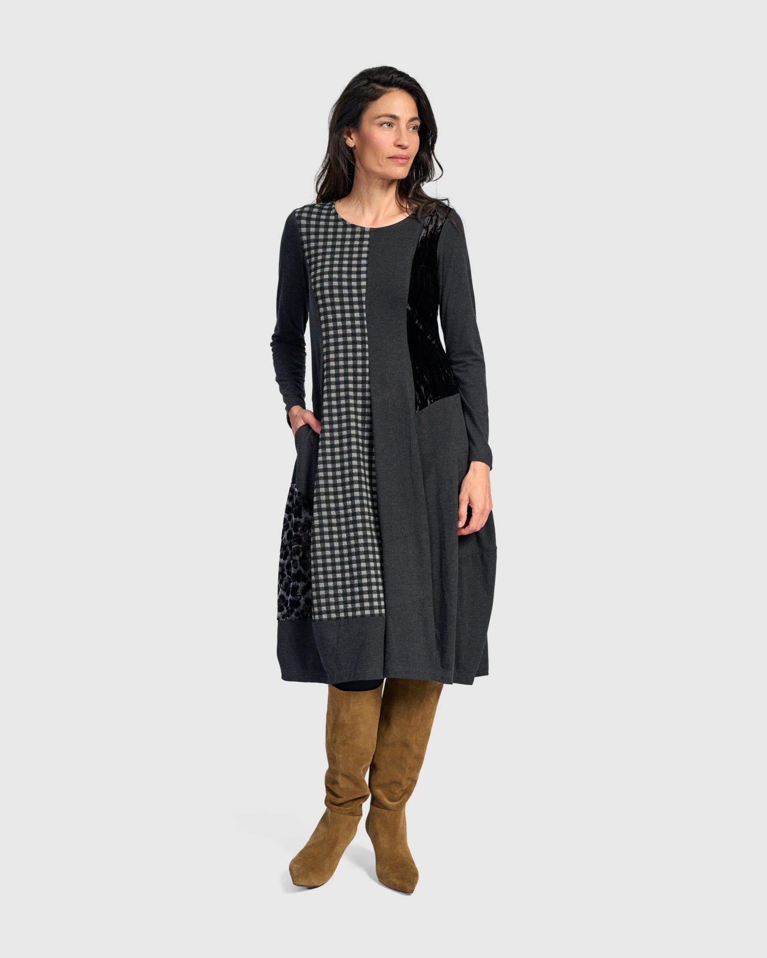 alembika-sterling-dress-grey-mix-damen-midikleid-cocoon image 5