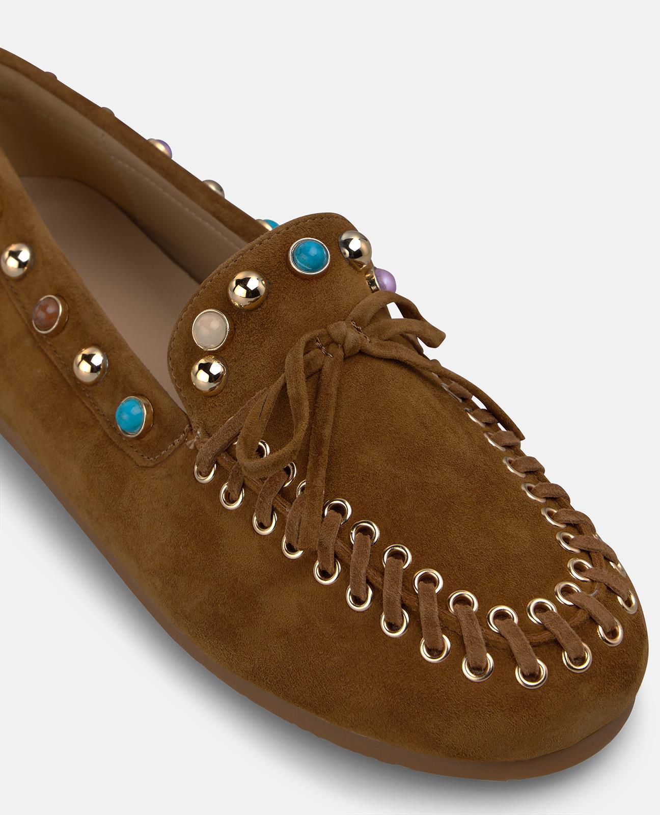 alma-en-pena-loafer-aus-veloursleder-mit-perlen-camel image 5