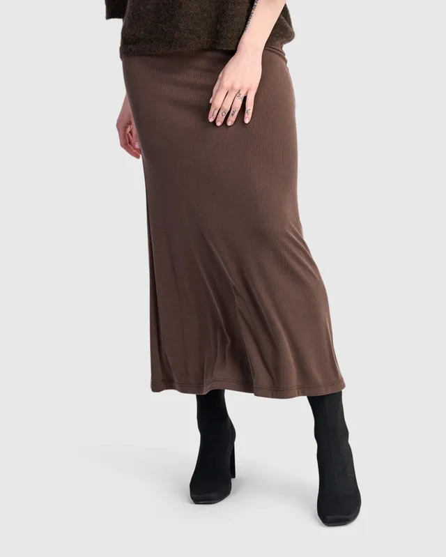 alembika-essential-cupro-bleistiftrock-maxi-rock-in-coffee image 1