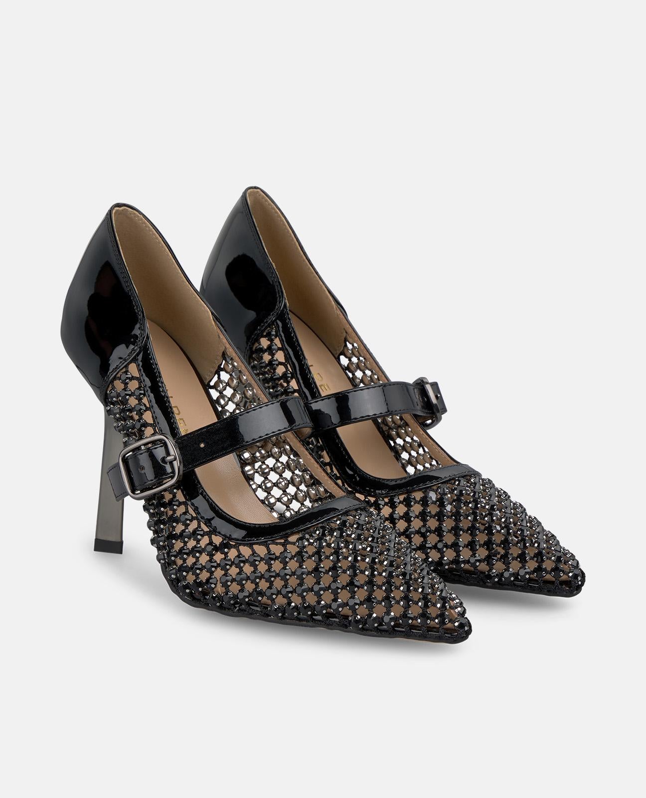 alma-en-pena-mesh-pumps-damen-high-heels-schwarz-mit-strass-und-10-cm-absatz image 2