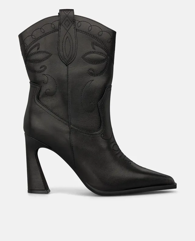 alma-en-pena-cowboy-stiefelette-leder-stickerei-9-cm-blockabsatz-schwarz image 1