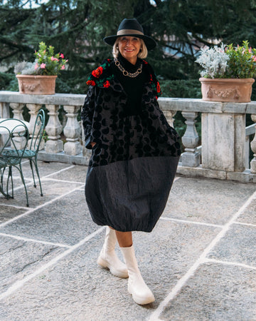 alembika-vanta-cocoon-kleid-mix-cocoon-kleid-knielang-mit-samt-oberteil image 3
