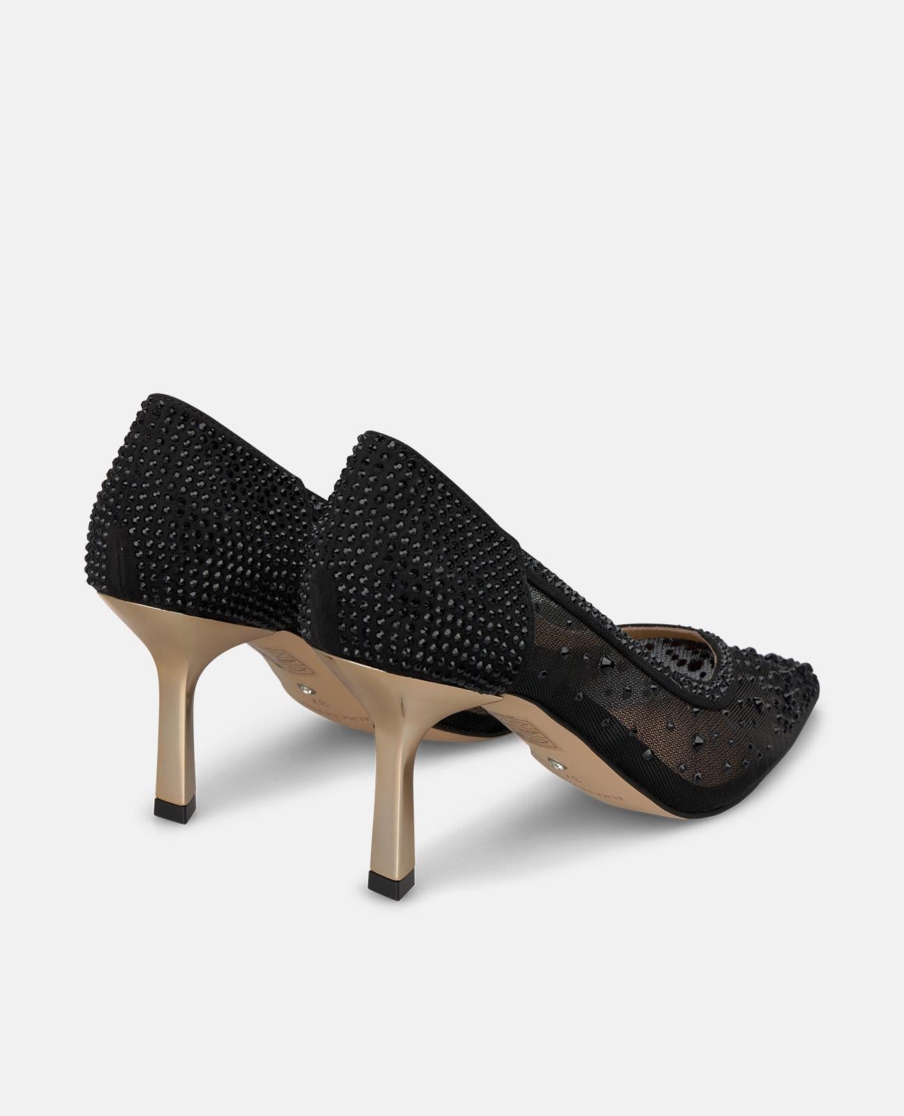 alma-en-pena-lace-up-pumps-mesh-pumps-in-schwarz-mit-strass-und-8-cm-absatz image 3