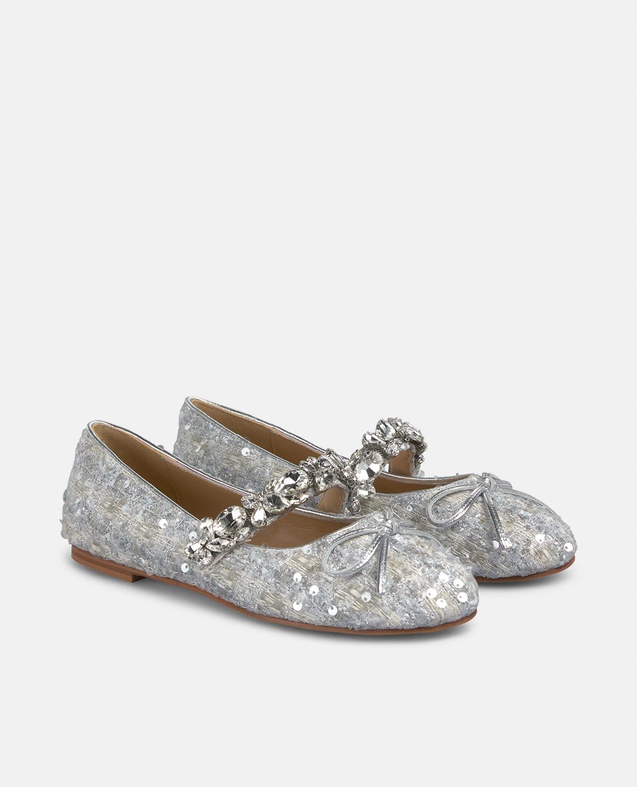alma-en-pena-tweed-ballerina-silber-mit-strass image 2