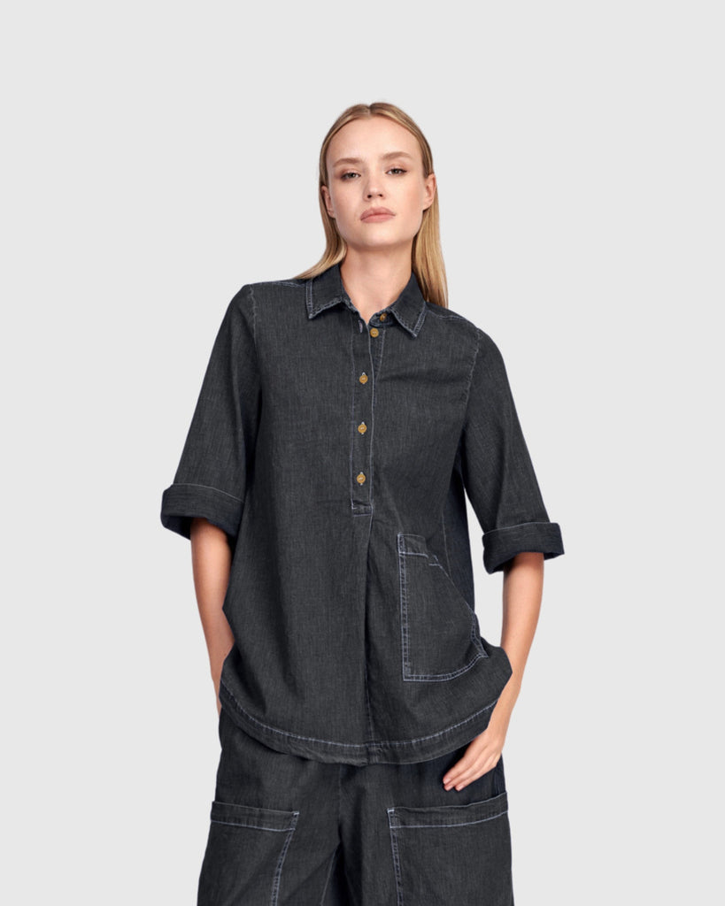 alembika-myles-popover-shirt-jet-denim-bluse image 1