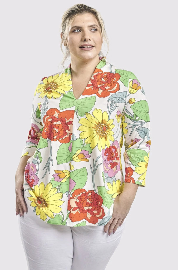 alembika-vibrant-v-neck-top-bloom-baumwolle image 1