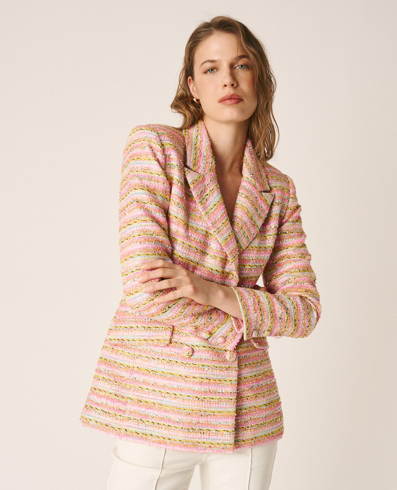 alma-en-pena-striped-blazer-tweed-multicolor-fitted image 5