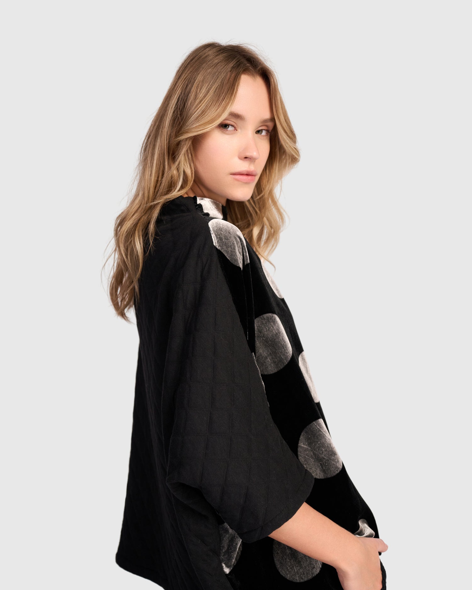 alembika-everyday-velvet-funnel-pullover-schwarz-silber-dot image 2