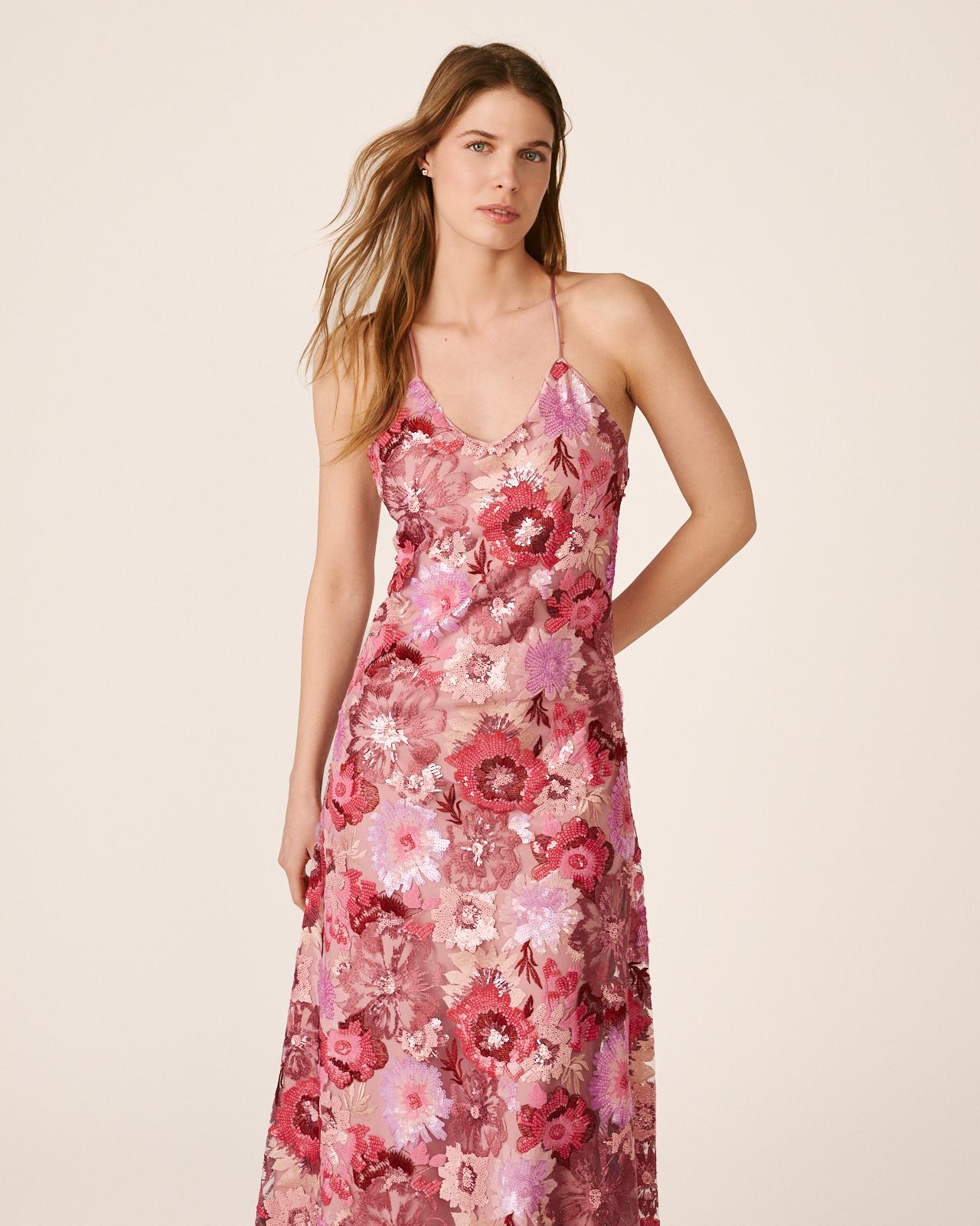 alma-en-pena-pailletten-midikleid-floral-fuchsia image 2