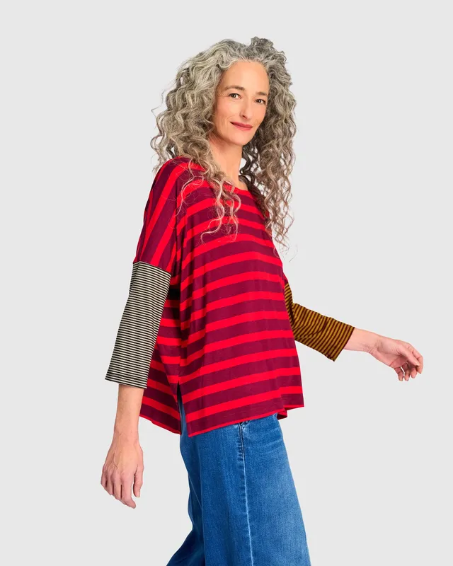 alembika-ruby-boxy-tee-damen-shirt-red-stripe image 1