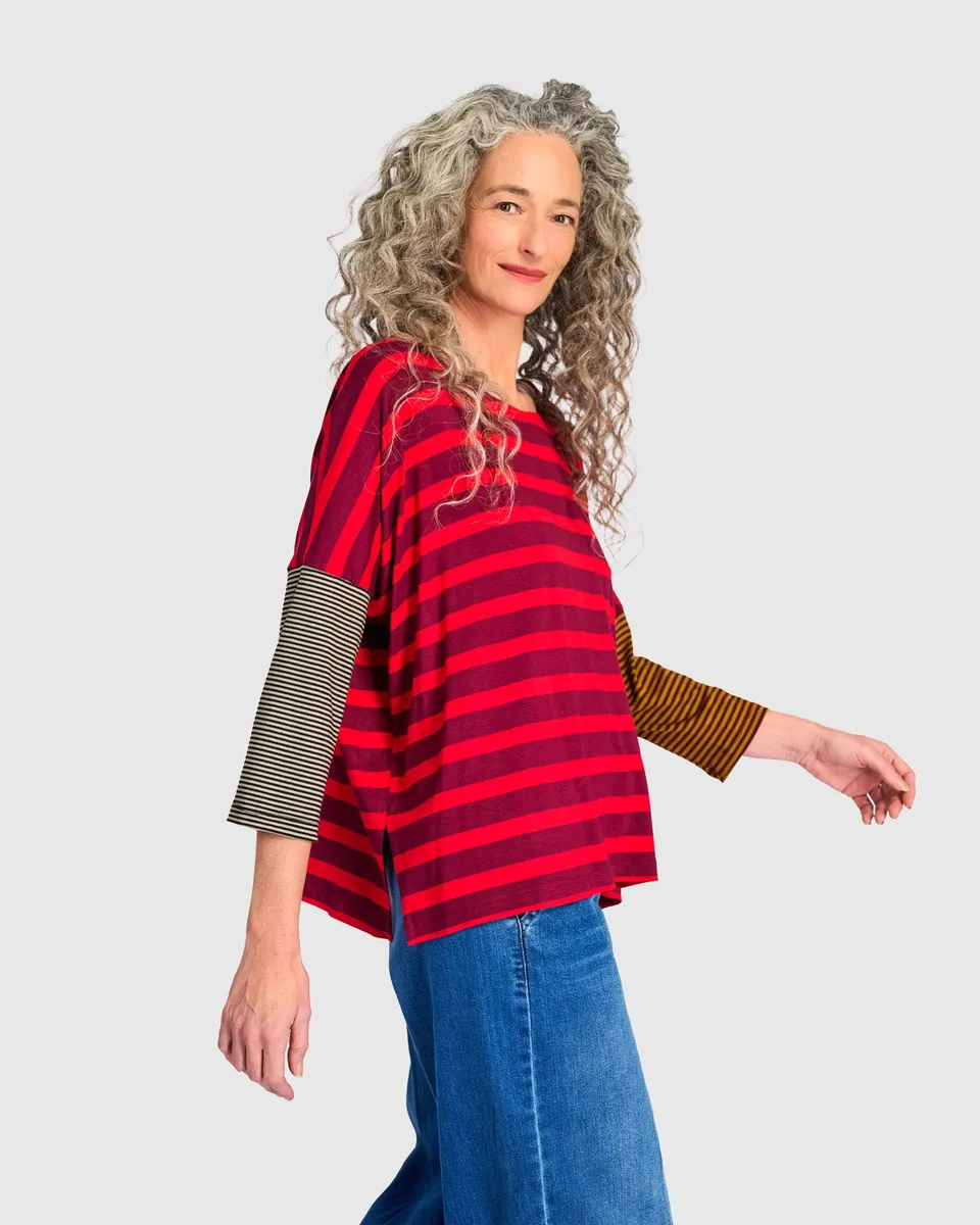 alembika-ruby-boxy-tee-damen-shirt-red-stripe image 1