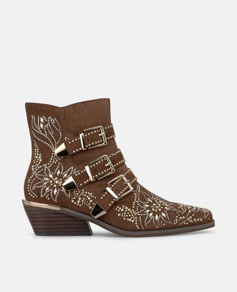 alma-en-pena-suede-ankle-boots-damen-stiefeletten-camel-strass-4-5cm image 1