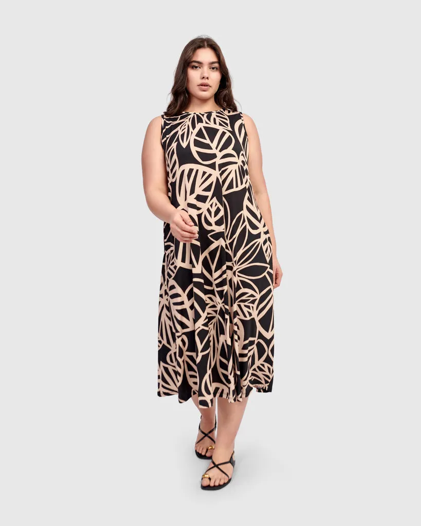 alembika-ilsa-rmelloses-midi-kleid-leaves image 1