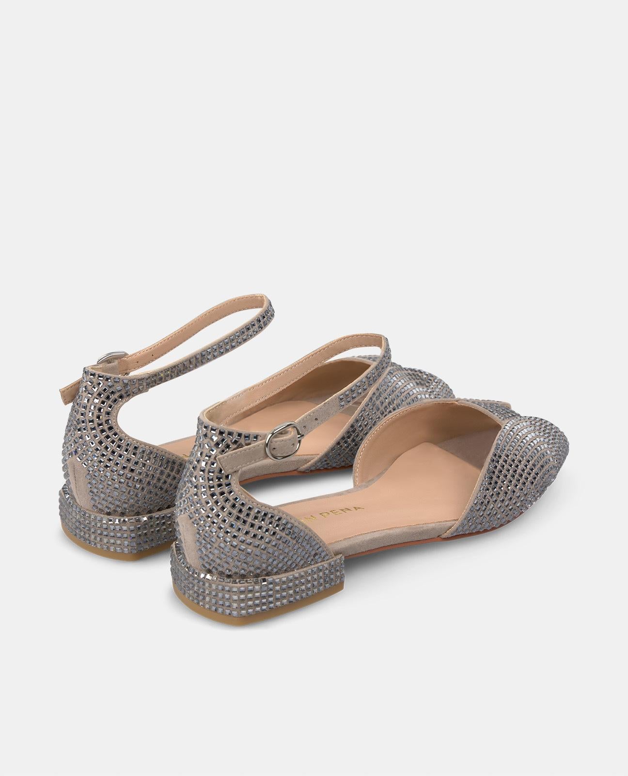 alma-en-pena-damen-flache-sandalen-grau-strass-offen-2-3-cm image 3