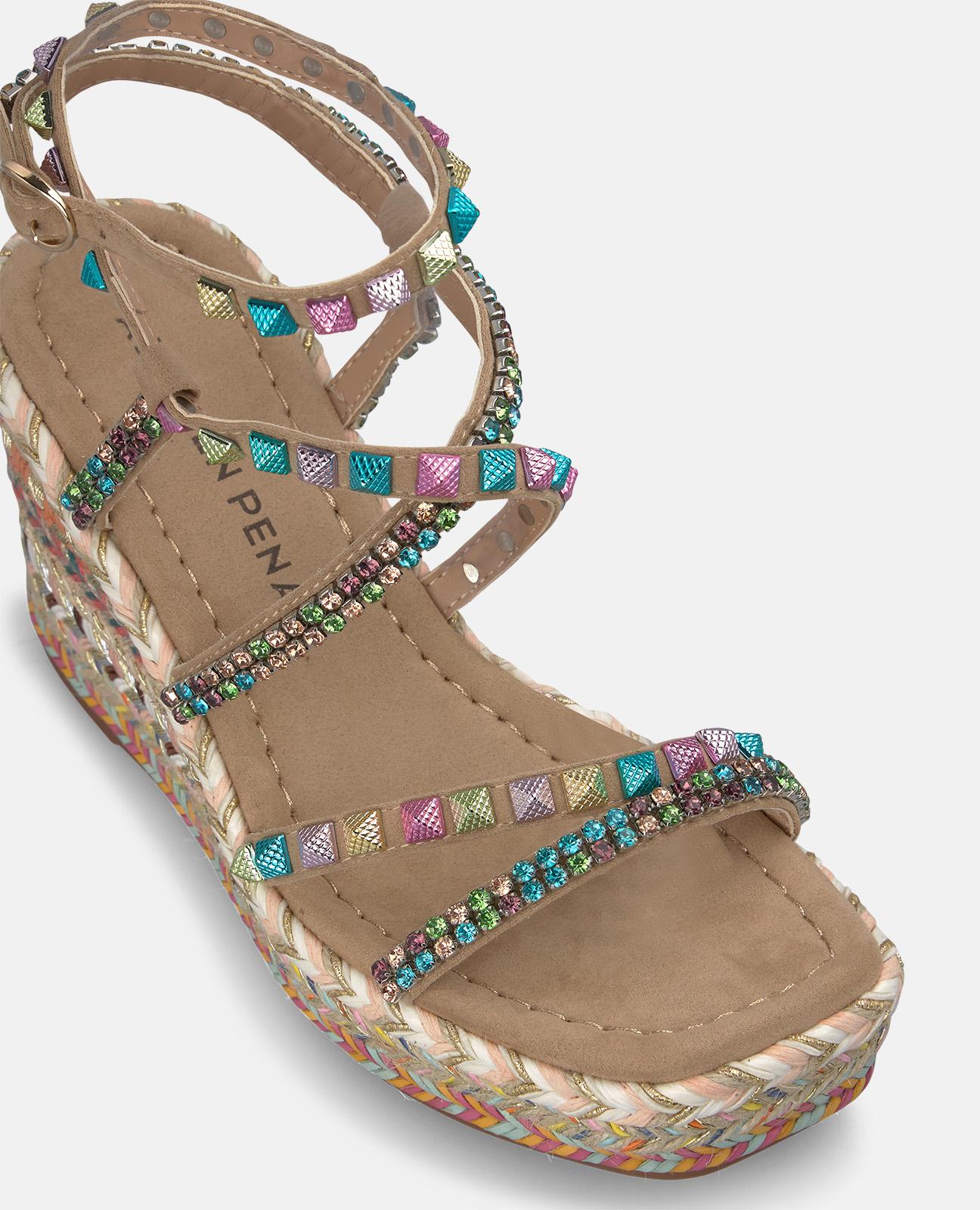 alma-en-pena-multicolor-wedge-sandals-damen-keilsandale-mit-nieten-arena image 4