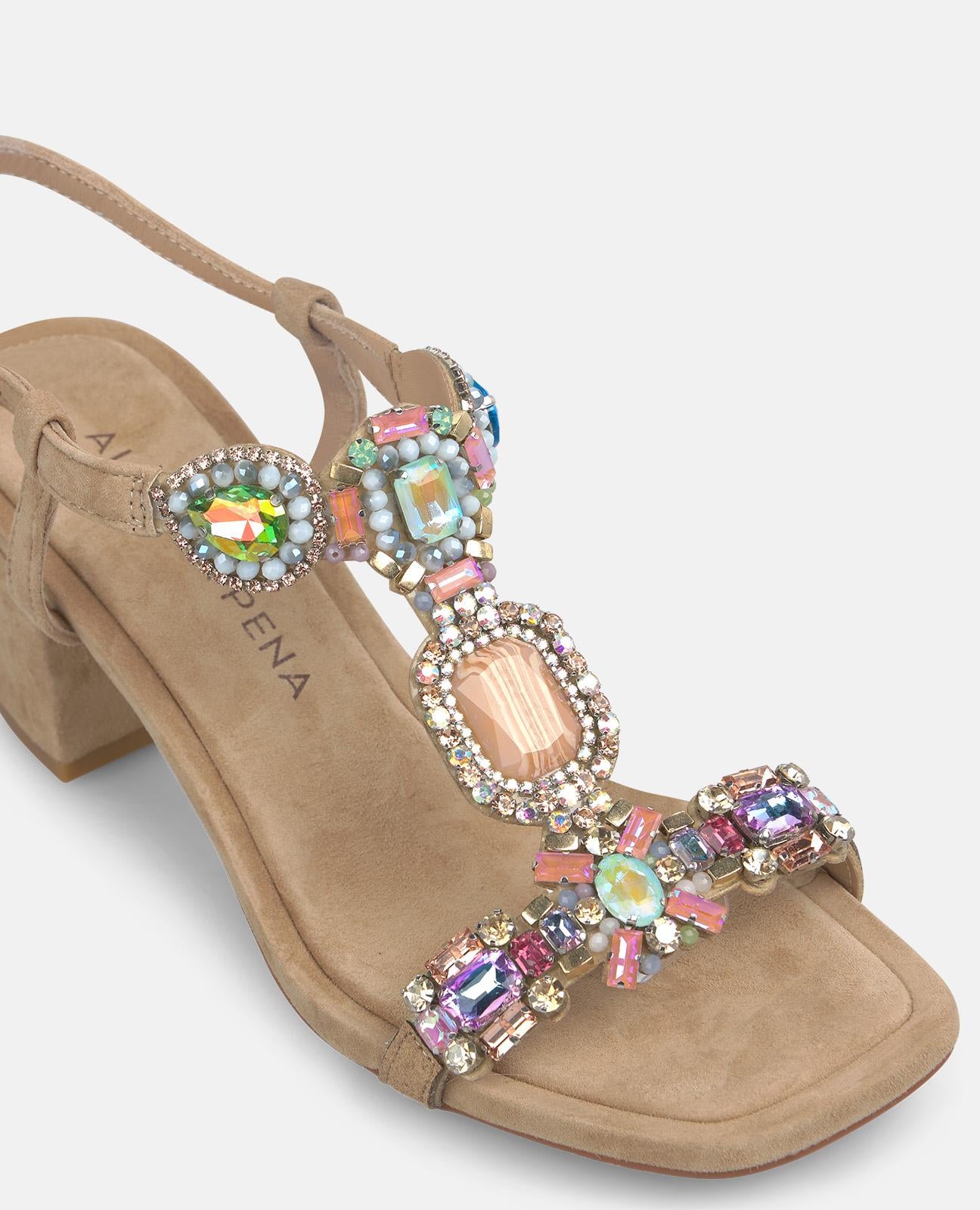alma-en-pena-strass-sandaletten-damen-beige-6-5-cm-eckig image 4
