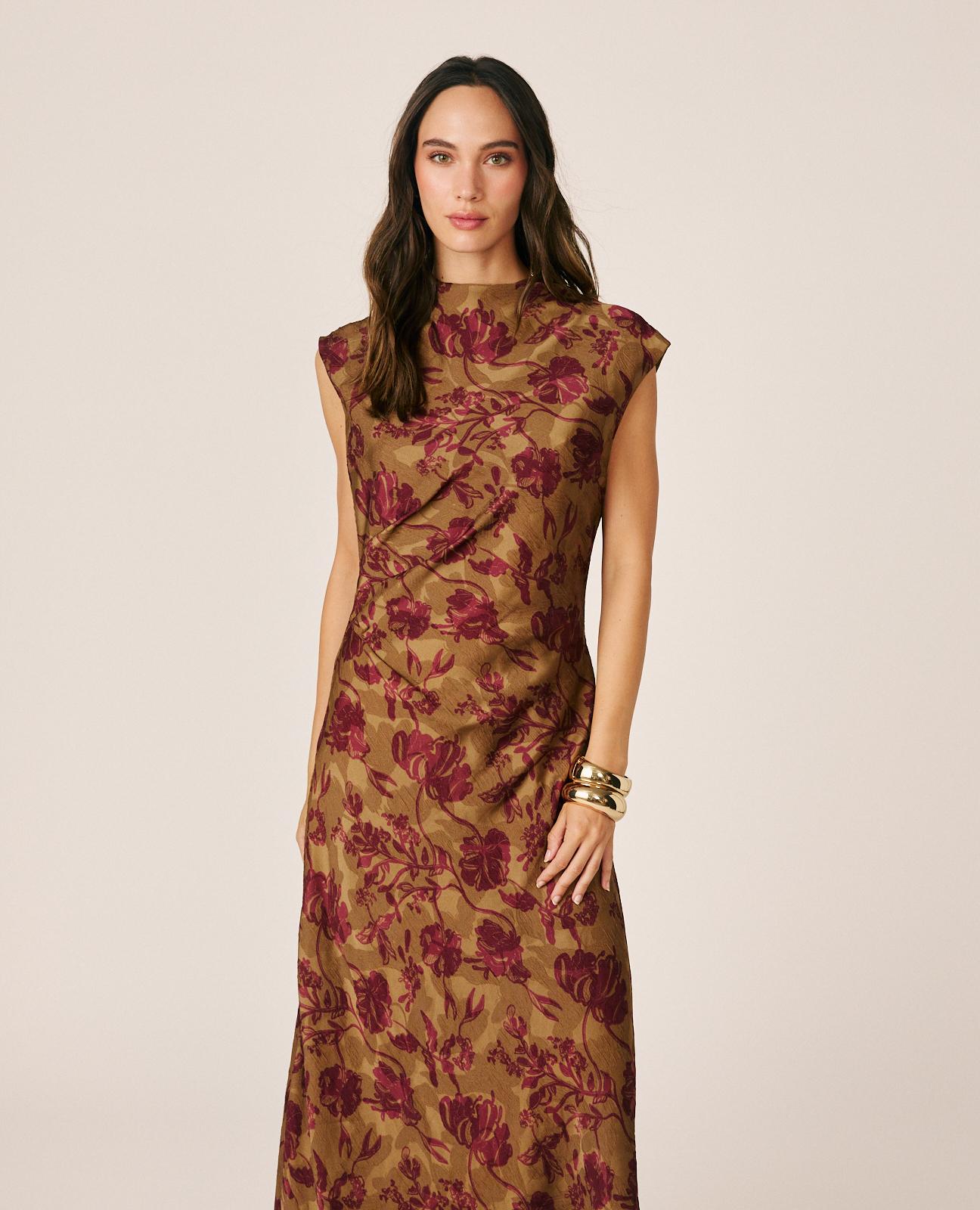 alma-en-pena-maxikleid-jacquard-floral-bronze-rmellos image 4