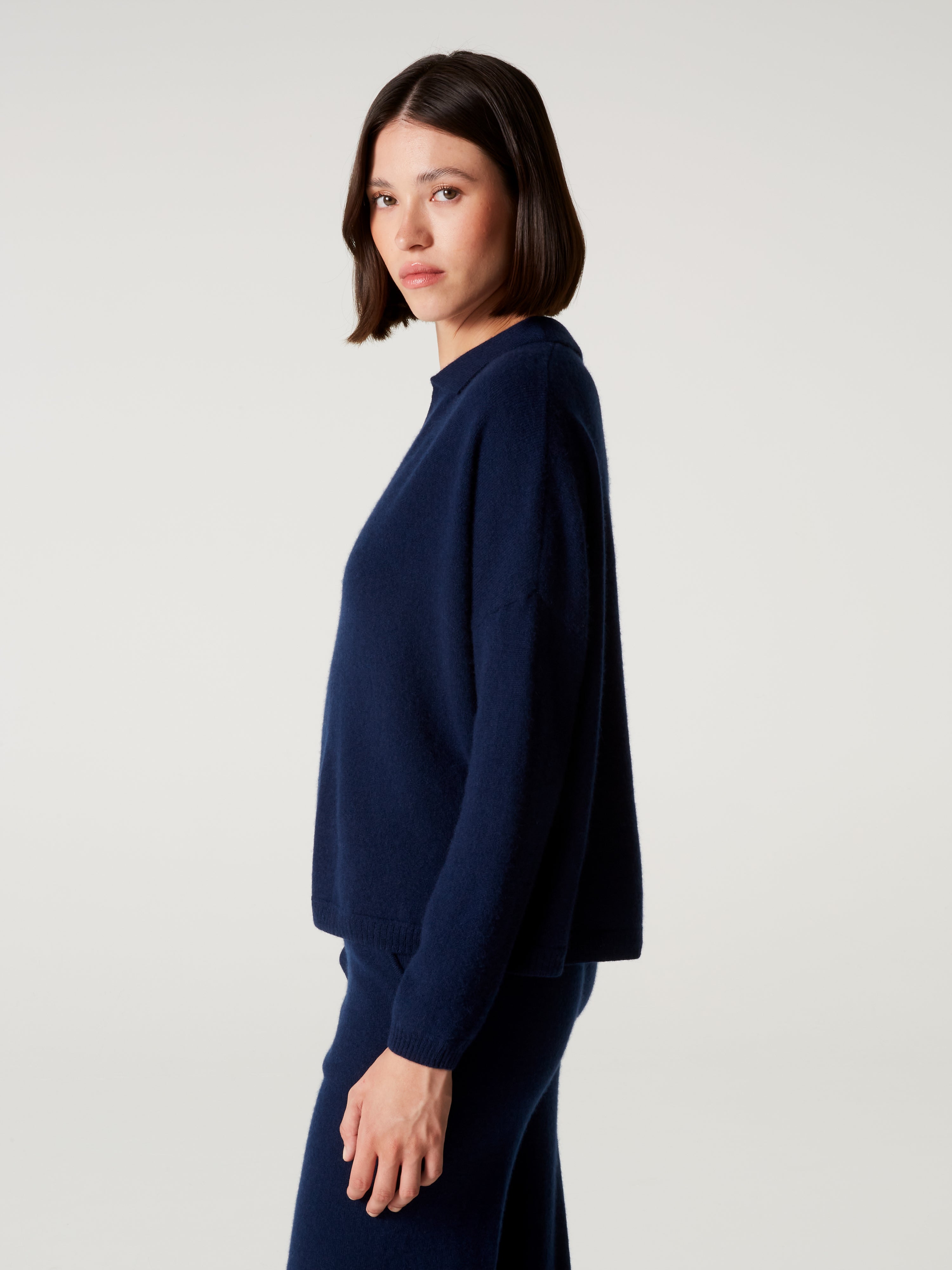 absolut-maya-damen-kaschmir-pullover-polo-kragen-oversize-navy image 3