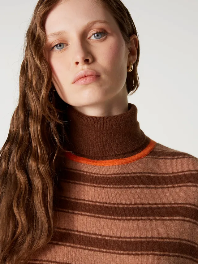 absolut-joanna-poncho-pullover-mit-rollkragen-100-kaschmir-braun-gestreift image 1
