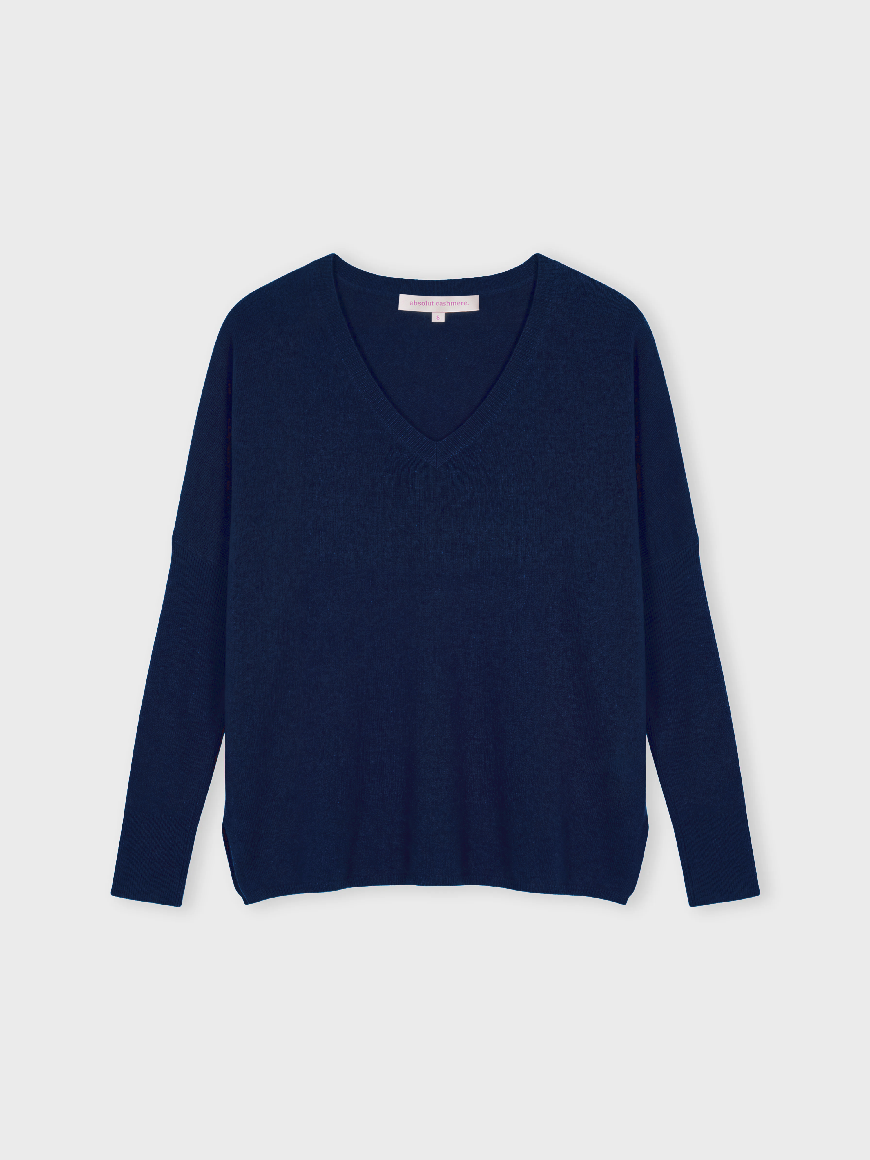absolut-camille-pull-poncho-aus-kaschmir-damen-v-ausschnitt-navy image 2