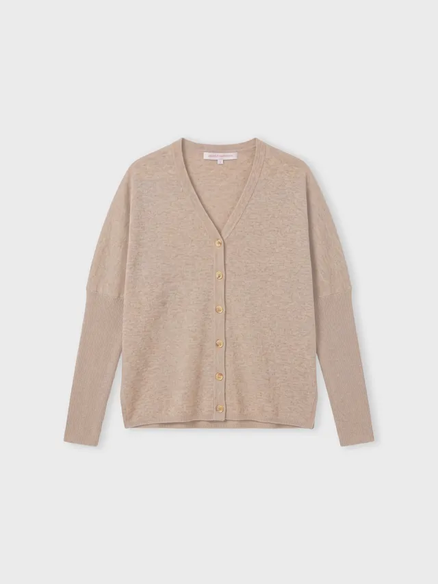 absolut-cardigan-poncho-alison-kaschmir-v-ausschnitt-beige-knopfleiste image 1