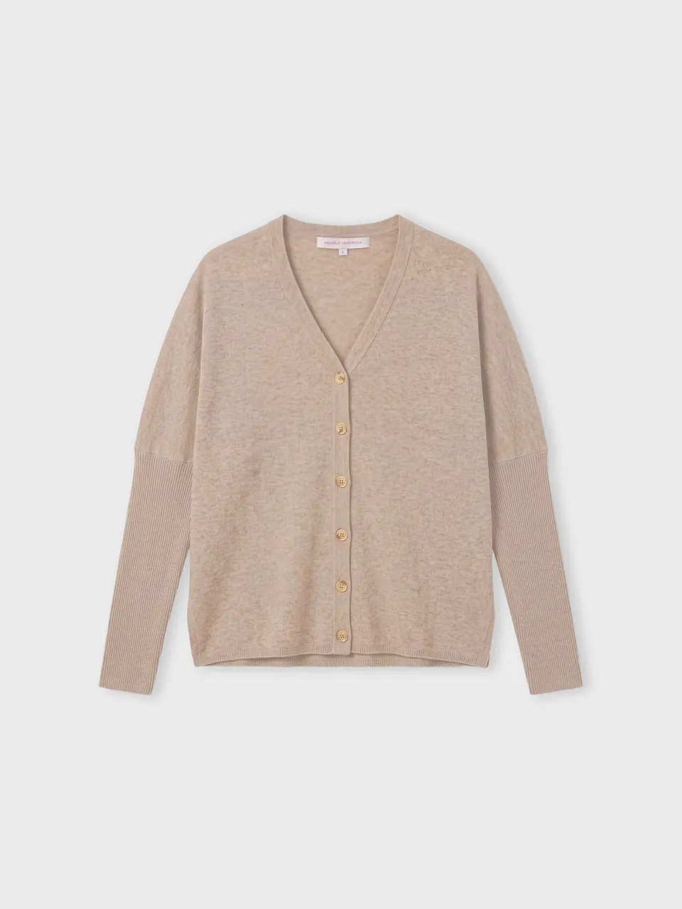 absolut-cardigan-poncho-alison-kaschmir-v-ausschnitt-beige-knopfleiste image 1