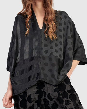 alembika-fatima-draped-top-damen-shirt-schwarz image 2