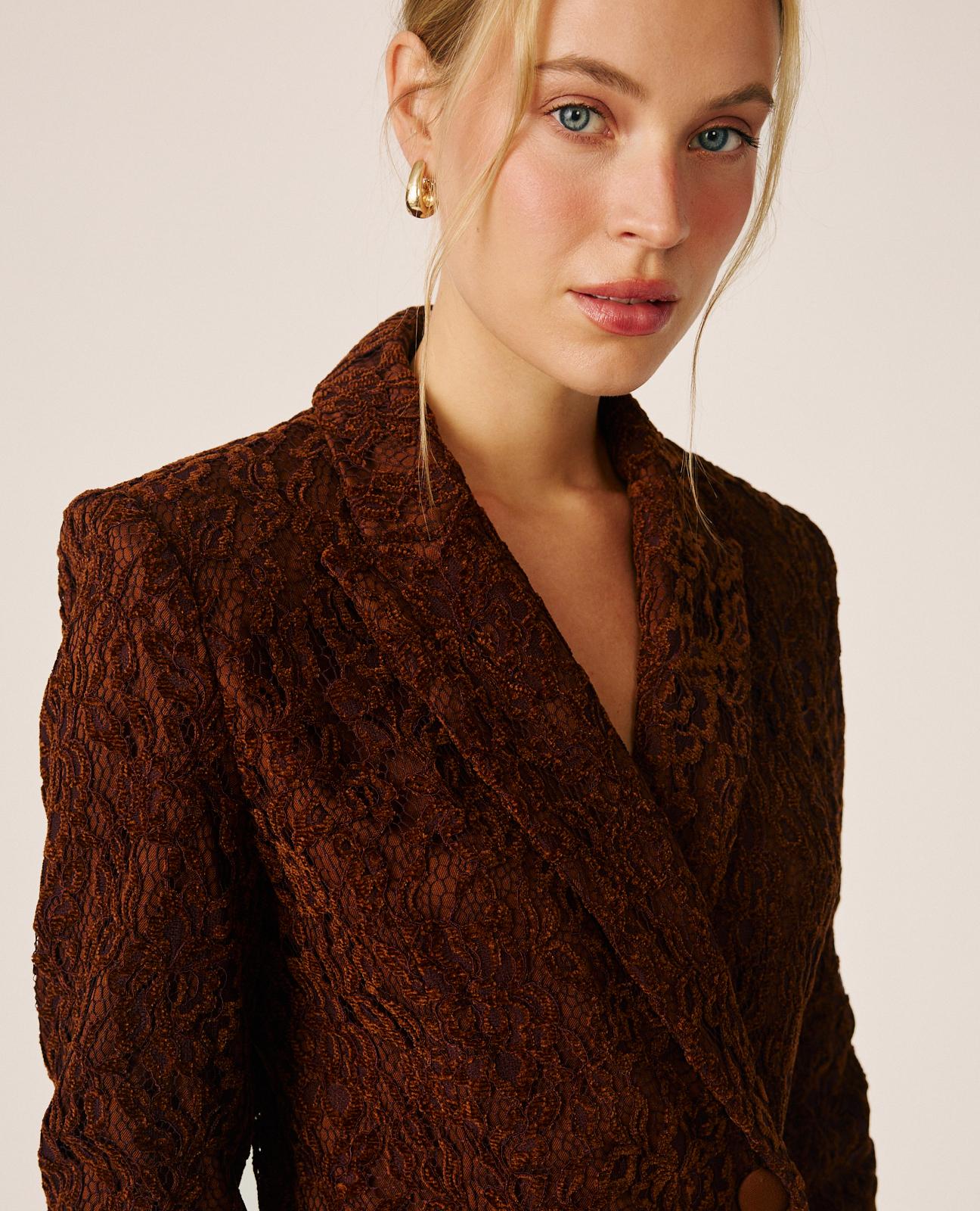 alma-en-pena-velvet-lace-blazer-aus-samt-spitze-in-braun image 5