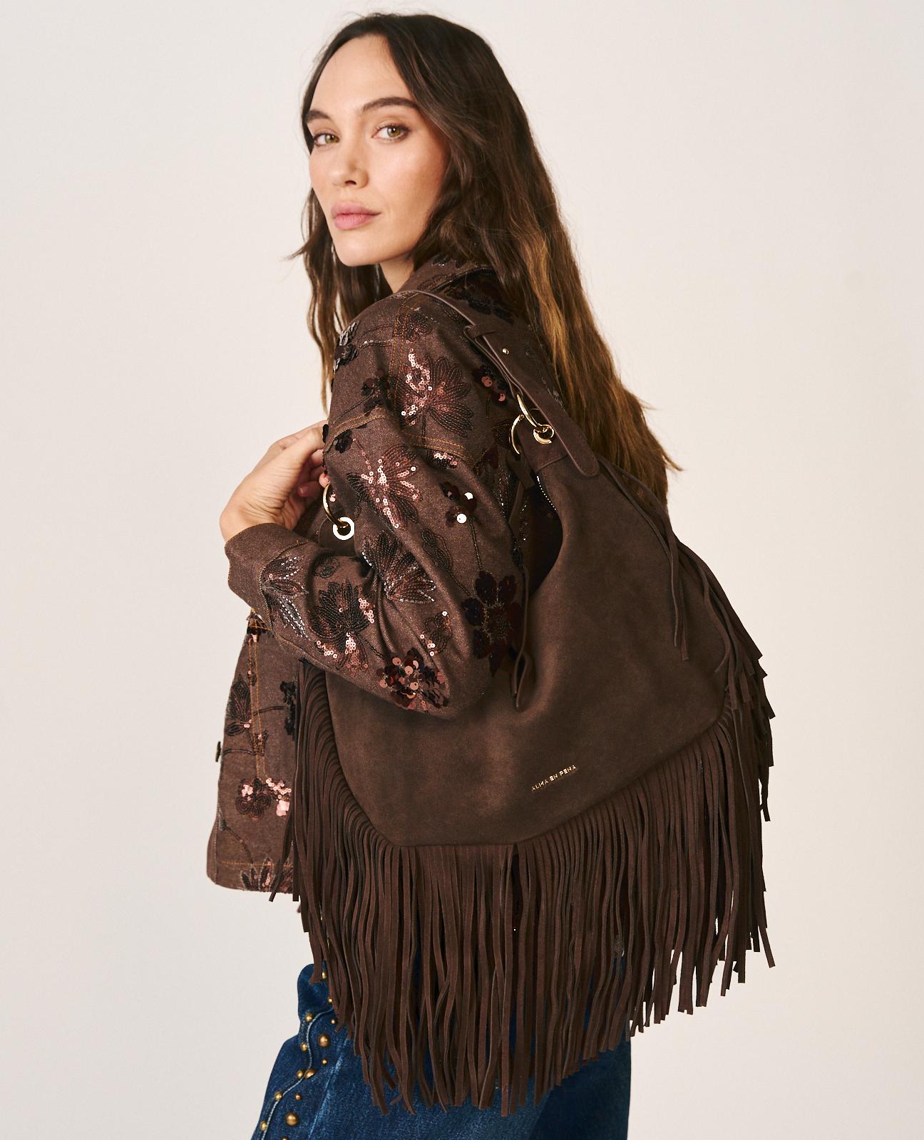 alma-en-pena-half-moon-leather-bag-halbmond-tasche-braun-mit-fransen image 1
